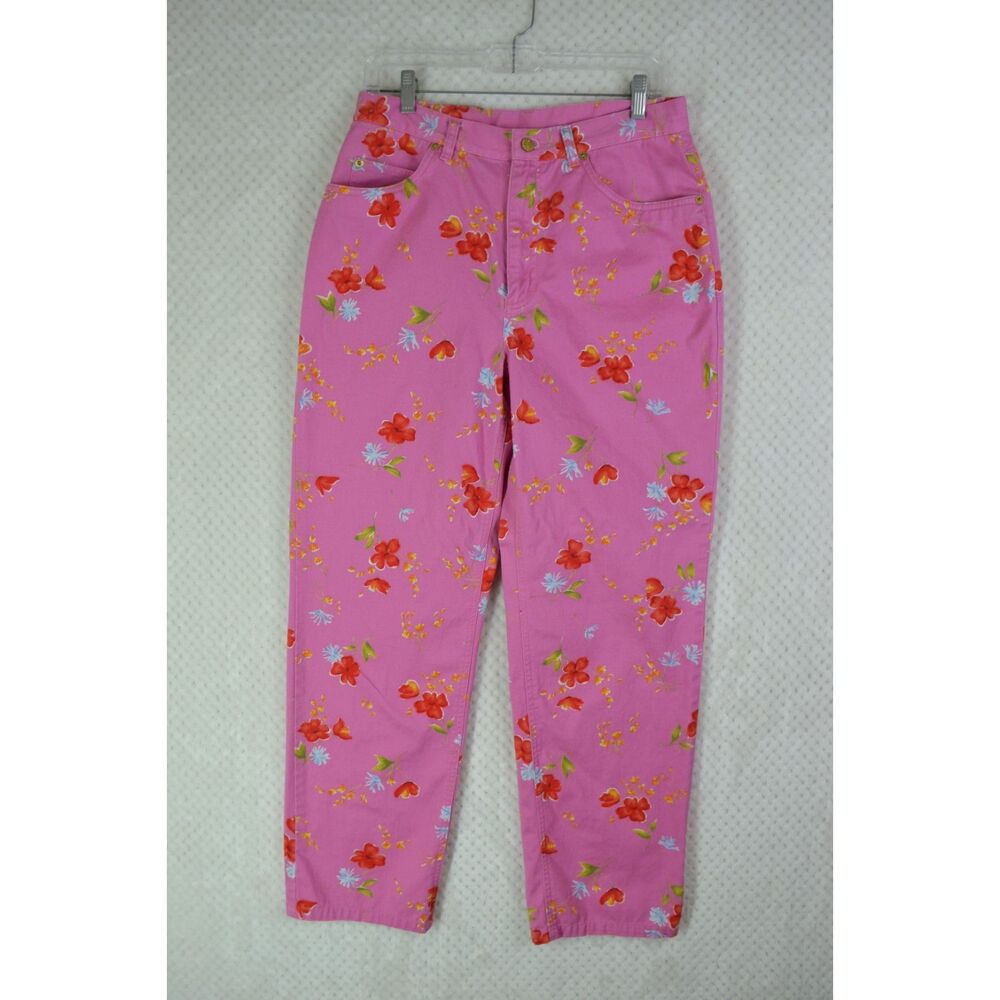 Evan-Picone Women's 12 Pink Floral Twill Pants